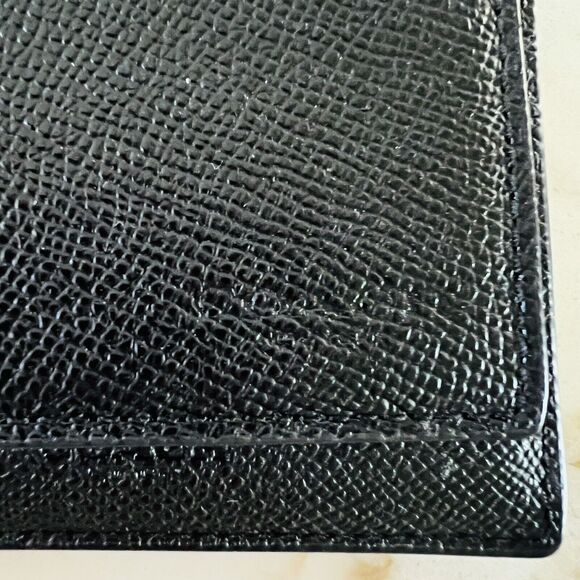 COACH Compact ID Cross Black Crossgrain Leather Bi-Fold Wallet - Picture 5 of 8
